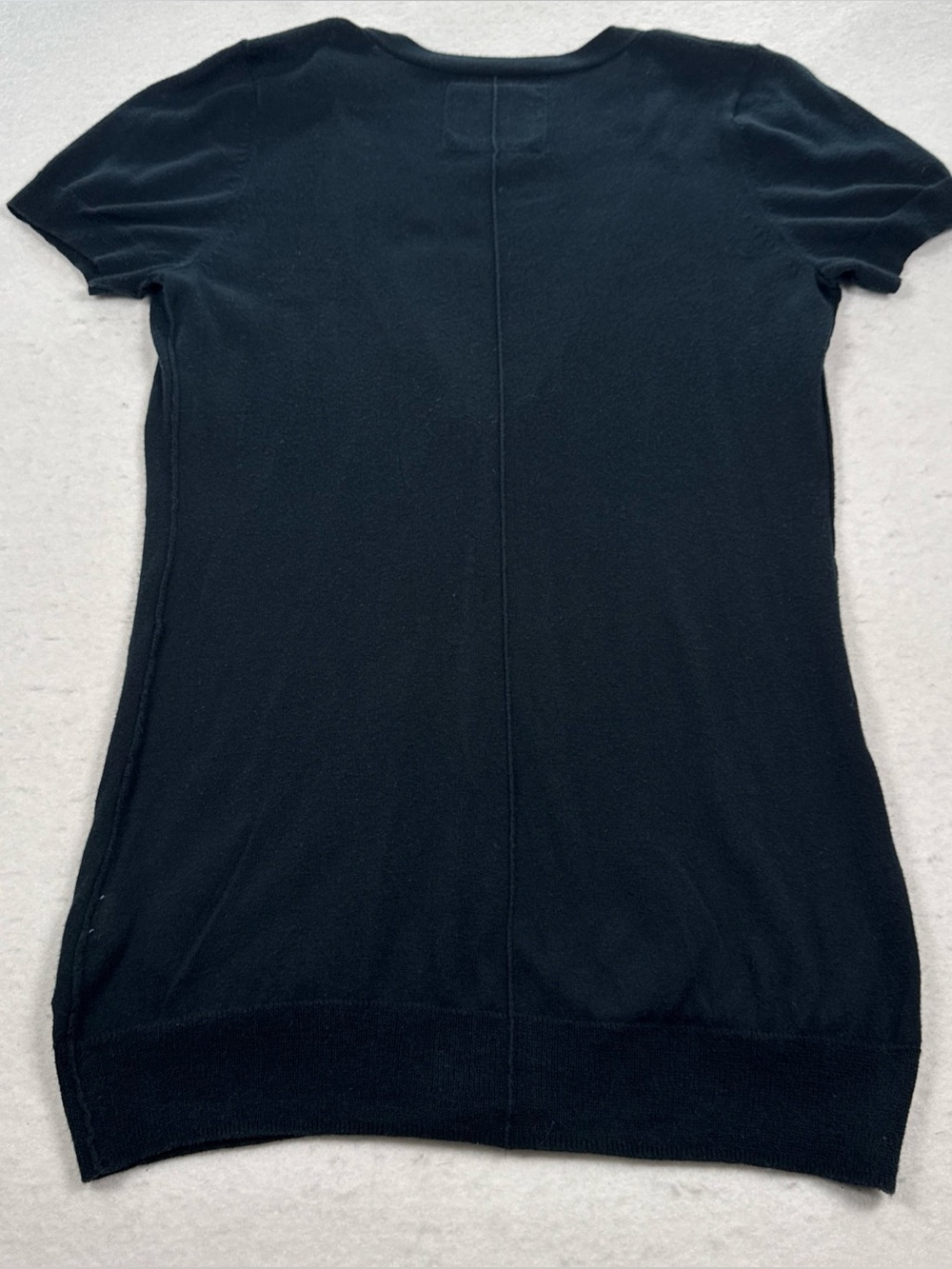 American Eagle Short Sleeve Long V-Neck Cardigan Women’s L Black Pockets Cotton - Picture 7 of 8
